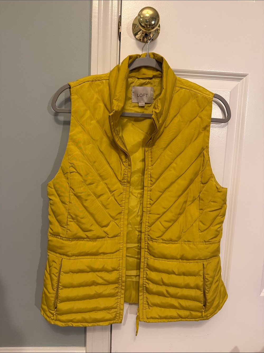 LOFT Women's Yellow Quilted Puffer Vest Extra Small